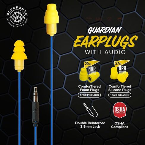 Plugfones Guardian Earplug Headphones, OSHA Compliant Work Earbuds, Black in Saudi Arabia