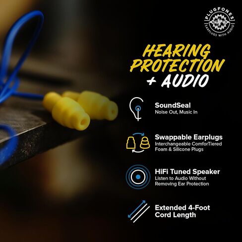 Plugfones Guardian Earplug Headphones, OSHA Compliant Work Earbuds, Black in Saudi Arabia