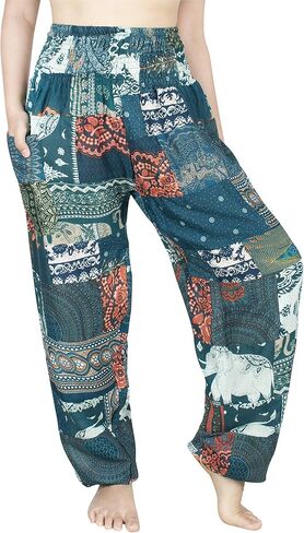 LOFBAZ Harem Pants for Women Patchwork Yoga Boho Palazzo Maternity PJ Clothing in Saudi Arabia