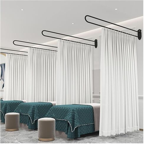 1PCS SARTAIN SARTAIN SARTAIN SARTAIN SARTAIN SARTAIN SARTAIN SARTAIN SARTION على شكل حرف U ، قضيب تقسيم الخصوصية المثبتة على الحائط ، لصالون التجميل ، غرفة ملائمة (أبيض ، 200 سم) in Kuwait