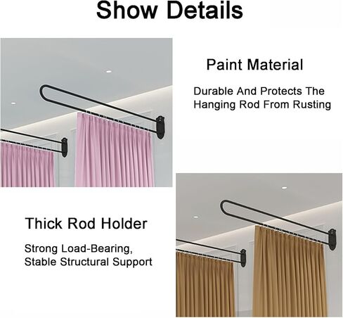 1pcs ستارة قسم الغرفة على شكل حرف U ، ستارة قسم صالون تجميل ، قضيب تقسيم الخصوصية المثبتة على الحائط ، لصالون التجميل ، غرفة ملائمة (رمادي ، 200 سم) in Kuwait