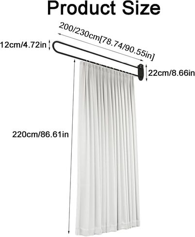1pcs ستارة قسم الغرفة على شكل حرف U ، ستارة قسم صالون تجميل ، قضيب تقسيم الخصوصية المثبتة على الحائط ، لصالون التجميل ، غرفة ملائمة (رمادي ، 200 سم) in Kuwait