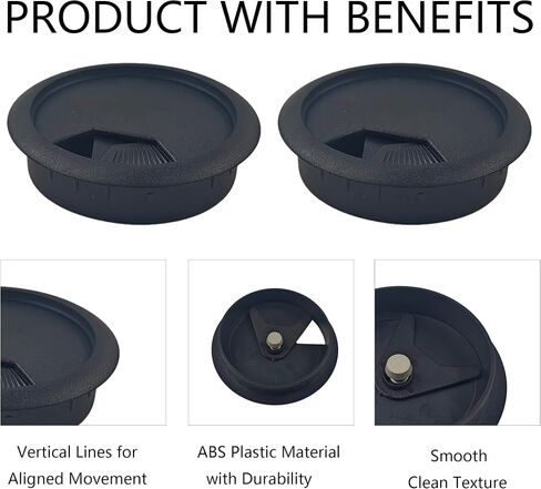 4PCS 2 Inch Desk Cable Grommet, Black Wire Management Hole Cover, Plastic Cord Organizer for Computer Desk, Office Table, TV Stand in Saudi Arabia