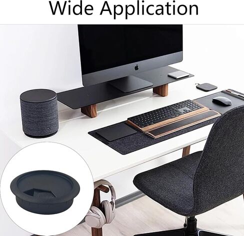 4PCS 2 Inch Desk Cable Grommet, Black Wire Management Hole Cover, Plastic Cord Organizer for Computer Desk, Office Table, TV Stand in Saudi Arabia