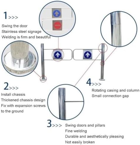 Entrance Manual One-Way Door Wide Automatic Rebound Swing Gate with Spring Hand Push Stainless Steel Safety,Automatic Swing Gate One Way Door Push in Only Exit Device, Stainless Steel Barric in Kuwait