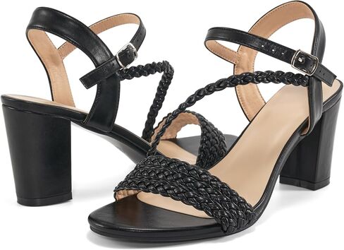HARENCE Heels for Women Dressy Sandals: Womens Open Toe Ankle Strap Block Chunky Heeled Sandal Dress Shoes for Wedding Prom Party Work in Saudi Arabia