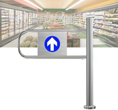 Entrance Manual One-Way Door Wide Automatic Rebound Swing Gate with Spring Hand Push Stainless Steel Safety,Supermarket Entrance Safety Gate, Warehouse Pedestrian Automatic Closing Gate, AUT in Kuwait