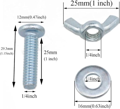 1/4"-2 0-1" Screw Bolts and Wing Nut Kit Wing Nuts and Bolts Bolt and Nut Washer Set Wing Nut and Bolt Set Long Bolts Wing Bolt with Washers 10 Set (1/4 inch to 20x1 inch) in Saudi Arabia