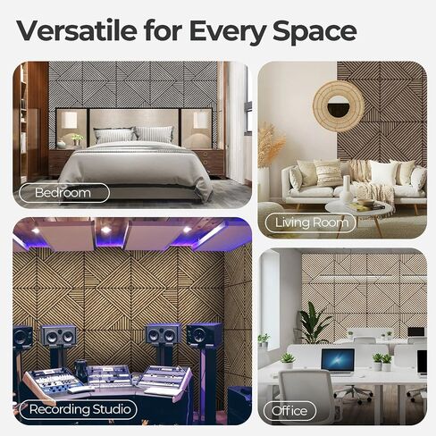 AKUMAX كبيرة 3D WALL-8 PACK الألواح الصوتية 95x48 بوصة ألواح الجدار المقاومة للصوت لزخارف الجدار الداخلي لوحات صوتية عالية الكثافة (Sineroak) in Saudi Arabia