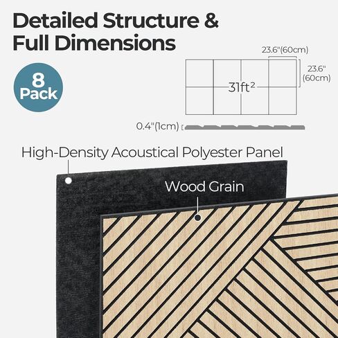 AKUMAX كبيرة 3D WALL-8 PACK الألواح الصوتية 95x48 بوصة ألواح الجدار المقاومة للصوت لزخارف الجدار الداخلي لوحات صوتية عالية الكثافة (Sineroak) in Saudi Arabia