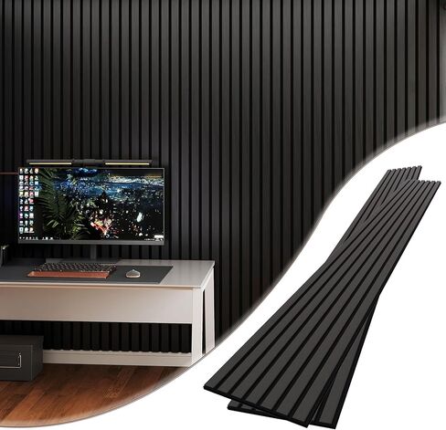 Fivaz® 94" × 11" Wood Panels for Wall, Soundproof Wood Slat Wall Paneling, Stylish Decor Acoustic Wall Panels for Wall and Ceiling, Odor-Free & Easy to Install, 2 Pcs Natural Walnut in Saudi Arabia