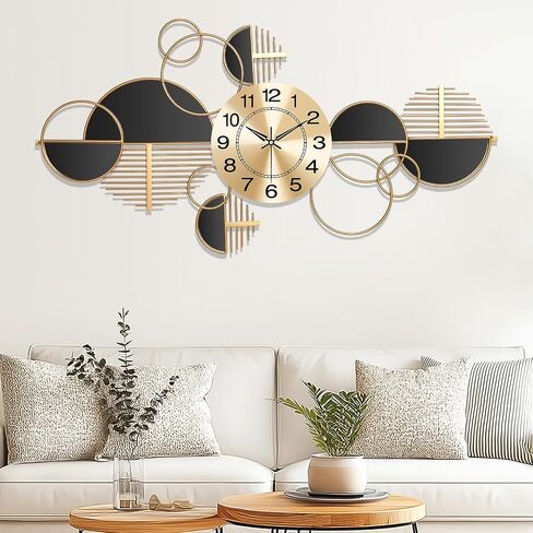 Decorative Large Wall Clock,Modern Silent Non-Ticking Metal Wall Art, Horizontal or Vertical Hanging Clock for Living Room, Office, or Entryway (40") in Saudi Arabia