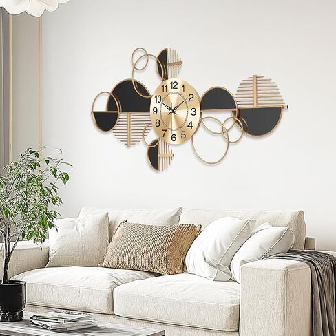 Decorative Large Wall Clock,Modern Silent Non-Ticking Metal Wall Art, Horizontal or Vertical Hanging Clock for Living Room, Office, or Entryway (40") in Saudi Arabia