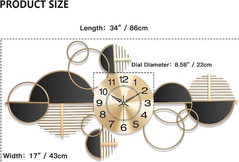 Decorative Large Wall Clock,Modern Silent Non-Ticking Metal Wall Art, Horizontal or Vertical Hanging Clock for Living Room, Office, or Entryway (40") in Saudi Arabia