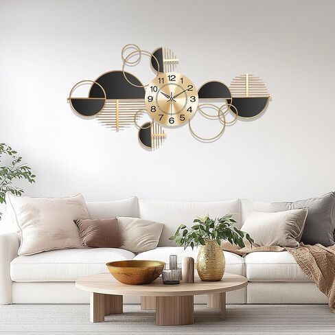 Decorative Large Wall Clock,Modern Silent Non-Ticking Metal Wall Art, Horizontal or Vertical Hanging Clock for Living Room, Office, or Entryway (40") in Saudi Arabia