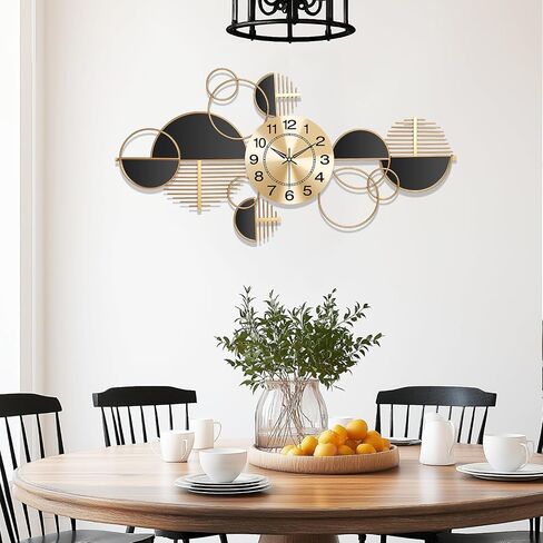 Decorative Large Wall Clock,Modern Silent Non-Ticking Metal Wall Art, Horizontal or Vertical Hanging Clock for Living Room, Office, or Entryway (40") in Saudi Arabia