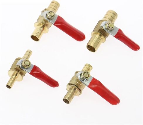 Red handle small Valve 6mm 8mm 10mm 12mm Hose Barb Inline Brass Water Oil Air Gas Fuel Line Shutoff Ball Valve Pipe Fittings(8mm Barb) in Saudi Arabia