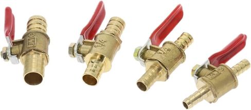 Red handle small Valve 6mm 8mm 10mm 12mm Hose Barb Inline Brass Water Oil Air Gas Fuel Line Shutoff Ball Valve Pipe Fittings(8mm Barb) in Saudi Arabia