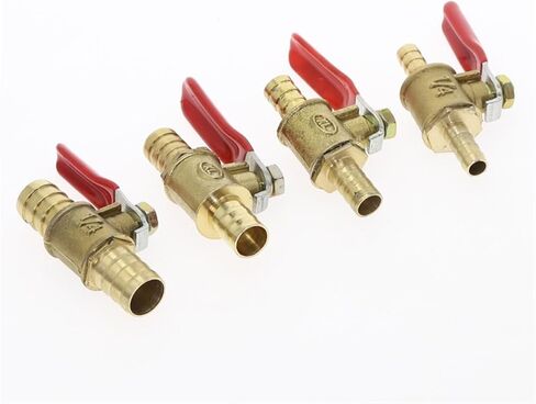 Red handle small Valve 6mm 8mm 10mm 12mm Hose Barb Inline Brass Water Oil Air Gas Fuel Line Shutoff Ball Valve Pipe Fittings(8mm Barb) in Saudi Arabia