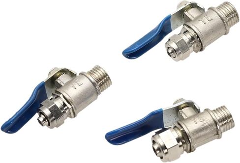 1PCS BALL VALVE COPPER 1/4 "3/8" 12 "Thread to 6/8/10mm tube connect recons ro rosmosis (10 مم ، 3/8 بوصة) in Saudi Arabia