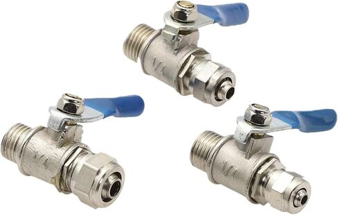 1PCS BALL VALVE COPPER 1/4 "3/8" 12 "Thread to 6/8/10mm tube connect recons ro rosmosis (10 مم ، 3/8 بوصة) in Saudi Arabia