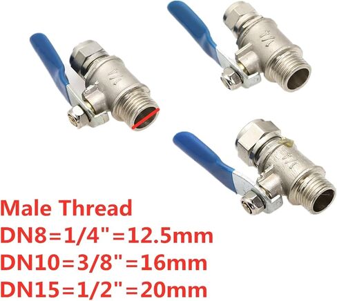 1PCS BALL VALVE COPPER 1/4 "3/8" 12 "Thread to 6/8/10mm tube connect recons ro rosmosis (10 مم ، 3/8 بوصة) in Saudi Arabia