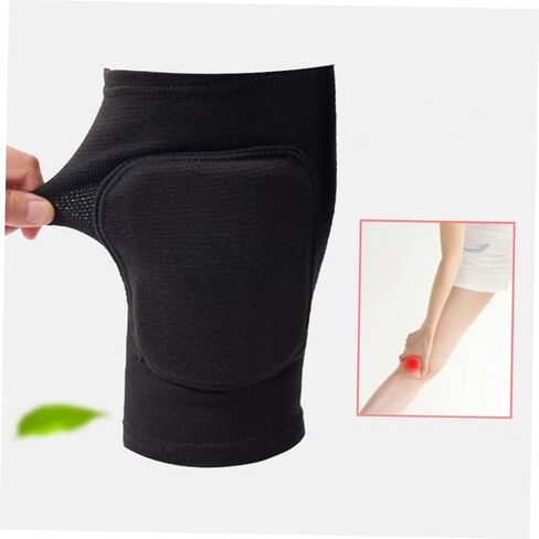 2pcs وسادات الركبة الإسفنج السميكة للتدريب الرياضي الدعم المرن للتنفس لجري كرة السلة للكرة الطائرة ورفع الأثقال - تصميم أسود in Saudi Arabia