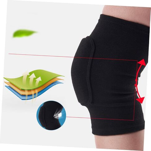 2pcs وسادات الركبة الإسفنج السميكة للتدريب الرياضي الدعم المرن للتنفس لجري كرة السلة للكرة الطائرة ورفع الأثقال - تصميم أسود in Saudi Arabia