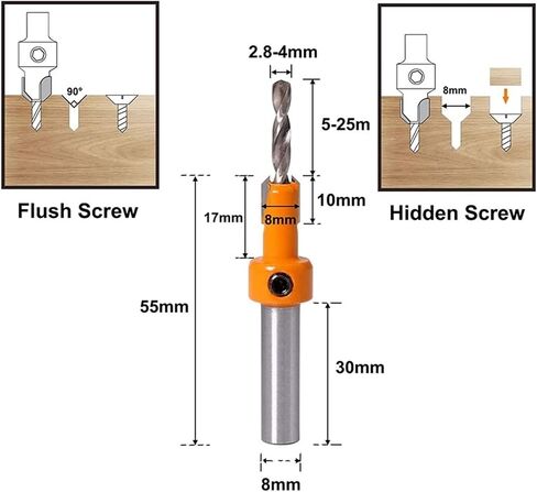 HSS Woodworking Countersink Router Drill Bet Set Scret Cutter Timber Tower Timber Bits Seled Salod Bits 8mm 10mm (Color: 3.5 × 10 مم (1pc)) in Saudi Arabia