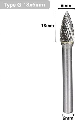 Rotary File 6mm Shank G Type Double Cut Tungsten Carbide Rotary Burrs Bit for Metal Wood Hand Tool 1Pcs (Color : 18x6mm) in Saudi Arabia