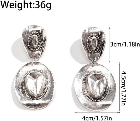 14K Gold Plated Cowgirl Hat Dangle Earrings for Women,Glossy Texas Western Cow Hat Drop Dangling Earrings,Retro Party Prom Country Jewelry Gifts in Saudi Arabia