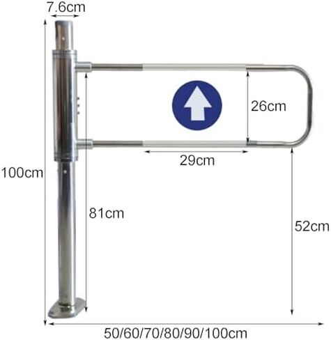 دليل المدخل في اتجاه واحد بوابة أرجوحة ترديد أوتوماتيكي مع سلامة من الفولاذ المقاوم للصدأ ، بوابة أمان إغلاق تلقائية للسوبر ماركت وملاعب ، 50 × 100 سم ، فضي ب ، ش. in Kuwait