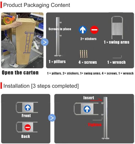 بوابة أرجوحة مدخل 1 ، بوابة سياج أمان مع جبل ، باب جهاز مدخل الفولاذ المقاوم للصدأ ، لممرات السوبر ماركت المصنع الصناعية (يمين) (70 × 97 سم) in Kuwait