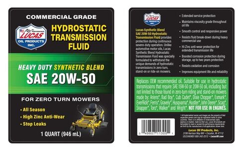 Lucas Oil 11300 Synthetic Blend SAE 20W-50 Hydrostatic Transmission Fluid - 1 Quart (Pack of 6) in Saudi Arabia