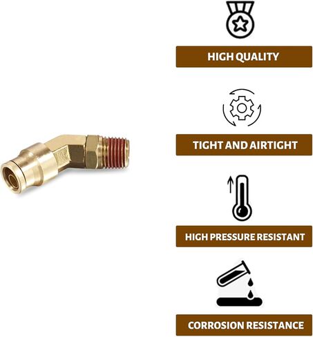 45 ° دوار الكوع المرفقات من أجل التوصيل ، 5pcs النحاس C36000 موصلات الكوع الذكور لأنابيب النايلون في الأنظمة الهوائية (1/2 "OD X1/2" NPT) in Saudi Arabia