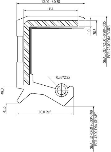 Eai 42mm × 72 مم × 12 مم FPM/FKM TC الشفة المزدوجة مع ختم زيت الزنبرك الفولاذ المقاوم للصدأ. شركات. /W VITON SHAFT SEAL in Saudi Arabia