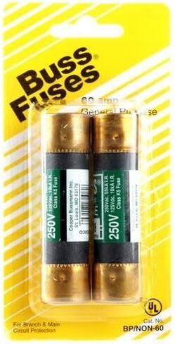 Bussman BP/NON-60 60 Amp 250 Volt Fast Acting Cartridge Fuses 2 Count in Saudi Arabia