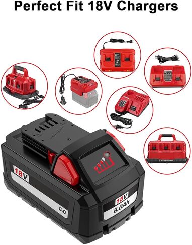 Iefuu 5.0ah استبدال لـ Milwaukee M18 الليثيوم 5.0 بطارية M-18 48-11-1850 48-11-1852 ، متوافق مع جميع الطاقة 18V Milwaukee Cordless Power Tools M-18B Forge Blower Blower Blower Red in Kuwait