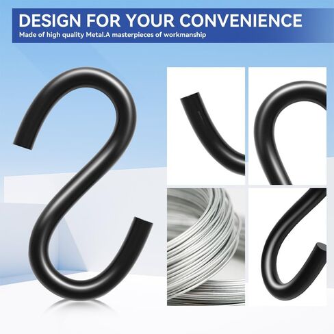 50PCS 1 Inch S Hooks, Mini Black Carbon Steel S Hooks for Hanging Plants, DIY Crafts, Jewelry, Key Chains, Christmas Ornaments in Saudi Arabia