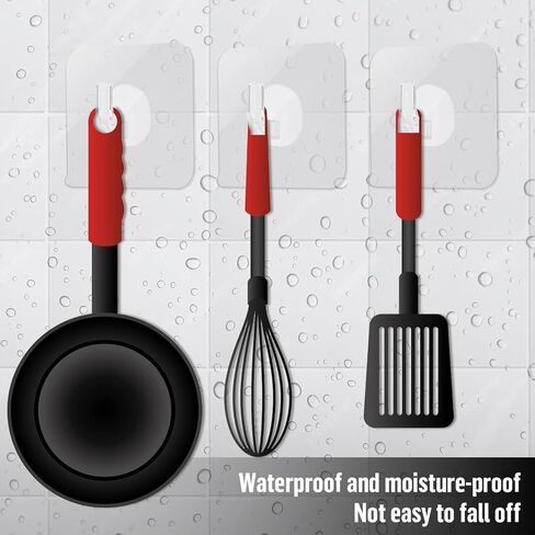 12 Pack Self-Adhesive Small Wall Hooks Clear Square Plastic Strong Shower Pothook Heavy Duty Waterproof for Kitchen Bathroom Office Door Window Hanging Hat Towel Picture in Saudi Arabia