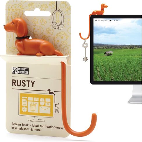 Monkey Business Rusty The Dog Tail Hook for Computer Screen, Desk Headphone Hanger Organizer Decorative Hooks, Adhesive Hook for Hanging Keys Cables Hats and Computer Accessories in Kuwait