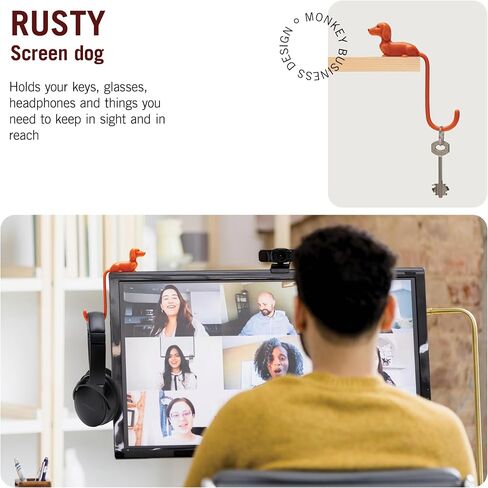 Monkey Business Rusty The Dog Tail Hook for Computer Screen, Desk Headphone Hanger Organizer Decorative Hooks, Adhesive Hook for Hanging Keys Cables Hats and Computer Accessories in Kuwait