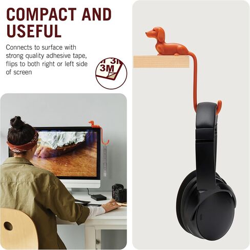 Monkey Business Rusty The Dog Tail Hook for Computer Screen, Desk Headphone Hanger Organizer Decorative Hooks, Adhesive Hook for Hanging Keys Cables Hats and Computer Accessories in Kuwait