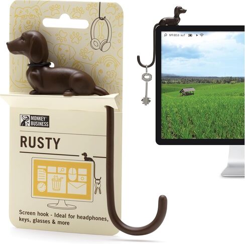 Monkey Business Rusty The Dog Tail Hook for Computer Screen, Desk Headphone Hanger Organizer Decorative Hooks, Adhesive Hook for Hanging Keys Cables Hats and Computer Accessories in Kuwait