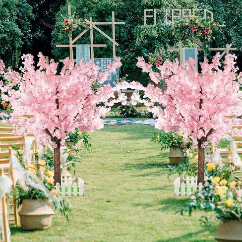 Artificial Cherry Trees Indoor Decor: Handmade Natural Fake Cherry Blossom Pink Tree Outdoor for Party Wedding Christmas in Kuwait