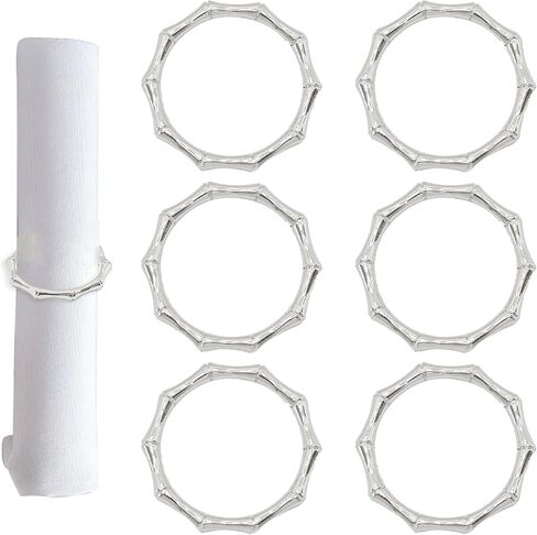 PSON 6PCS Bamboo Knuckles Style Rings لزينة الطاولة الأنيقة وحفلات الزفاف وعشاء الأسرة والحفلات والمناسبات الخاصة (الذهب) in Kuwait