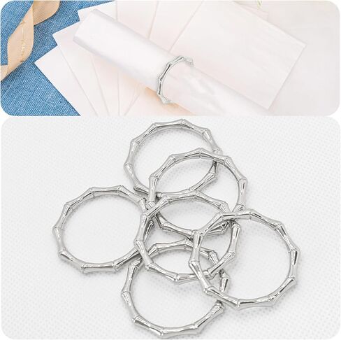 PSON 6PCS Bamboo Knuckles Style Rings لزينة الطاولة الأنيقة وحفلات الزفاف وعشاء الأسرة والحفلات والمناسبات الخاصة (الذهب) in Kuwait