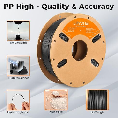 خيوط البولي بروبيلين eryone 1.75 مم +/- 0.03 مم للطابعة ثلاثية الأبعاد ، خيوط الطباعة ثلاثية الأبعاد ص 900G/التخزين المؤقت ، الأسود in Kuwait