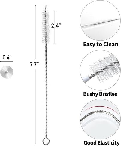 Straw Cleaner Brush Kit, 7.7" H x 0.4" W， Long Pipe Cleaning Brush ，for Straws on Tumbler, Water Bottle, Sippy Cup, and Pipes (6 Pack) in Saudi Arabia