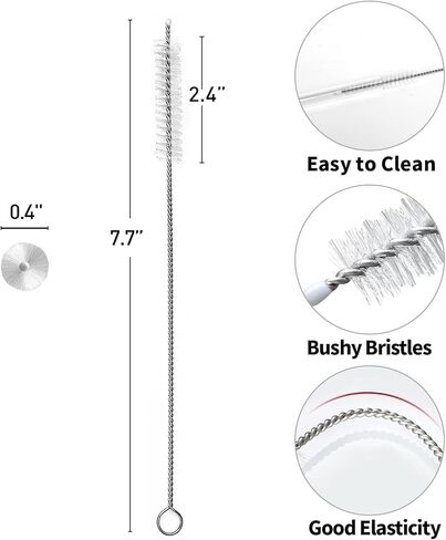 مجموعة فرشاة Cleaner Cleaner ، 7.7 "H x 0.4" W ， فرشاة تنظيف الأنابيب الطويلة ， للقش على البهلوانات ، زجاجة ماء ، كوب sippy ، والأنابيب (6 عبوات) in Kuwait